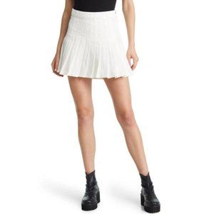 Frame Pleated Denim Tennis Skirt White Mini Skirt